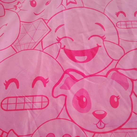 Girl's Justice Pink Emoji Twin Flat Bed Sheet LOL Unicorn Puppy Dog Smile Faces - Picture 3 of 10